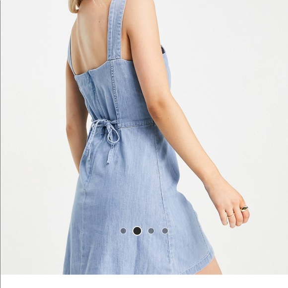 ASOS petite soft denim mini pinafore dress - Picture 2 of 7